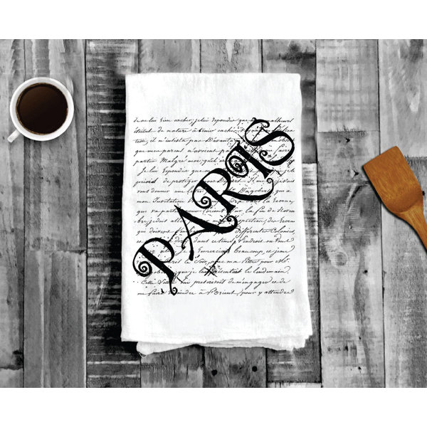 Bless international Paris Cursive Writing, Cotton Tea Towels Wayfair